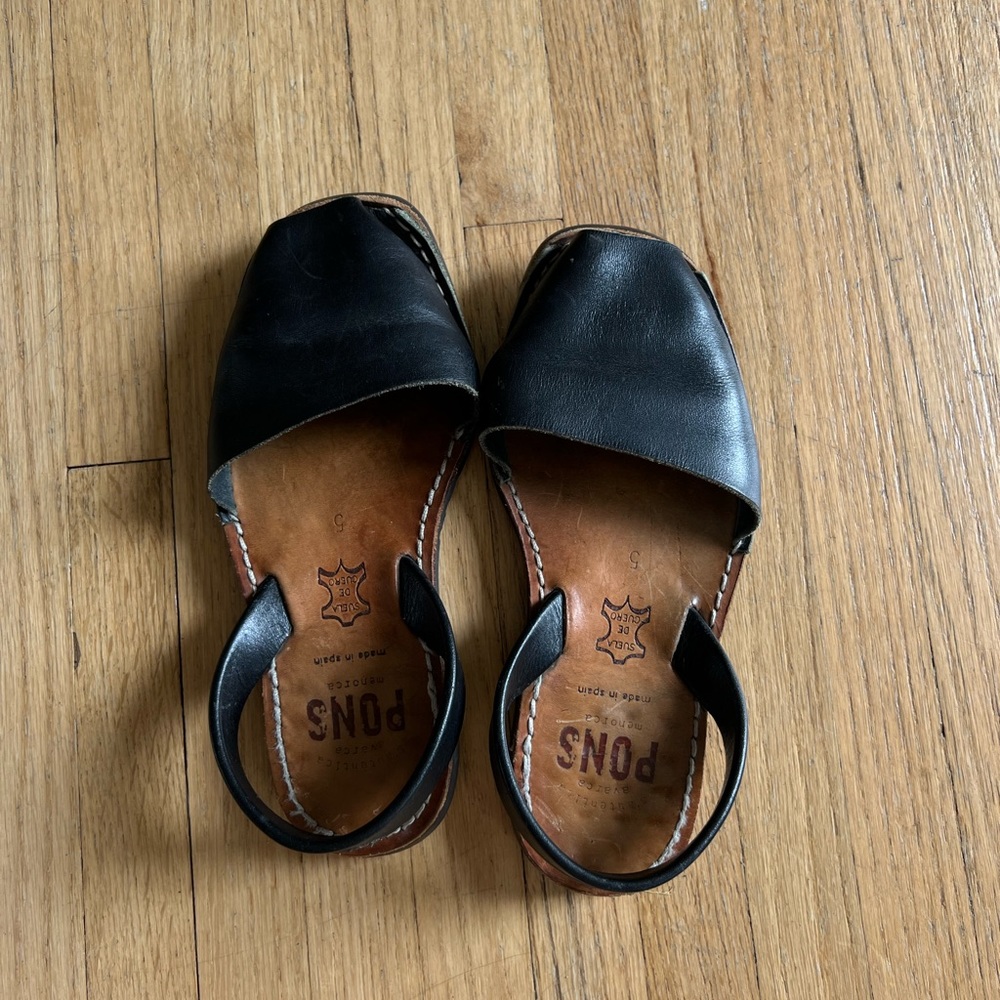 Women's Black Leather Sandals